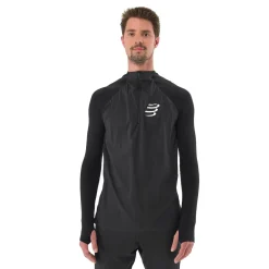 Hombre Compressport Hurricane Windproof sin costuras camiseta manga larga media cremallera - AW24