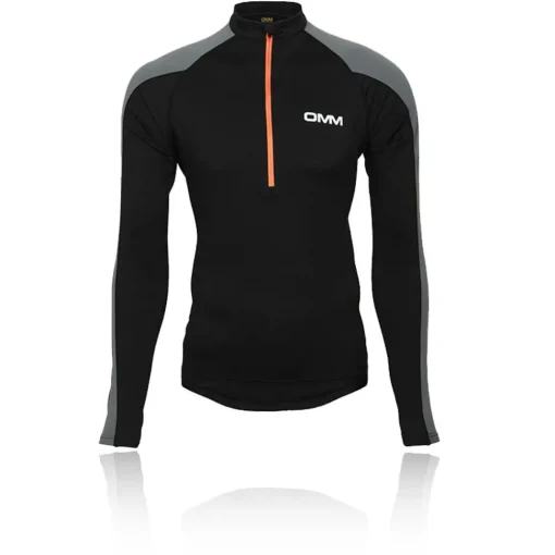 Hombre OMM Vector media cremallera manga larga camiseta manga larga running