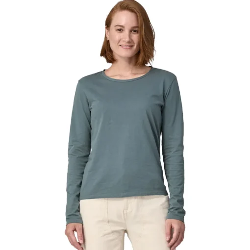 Mujer Patagonia camiseta de manga larga de algodón regenerador certificado para mujer